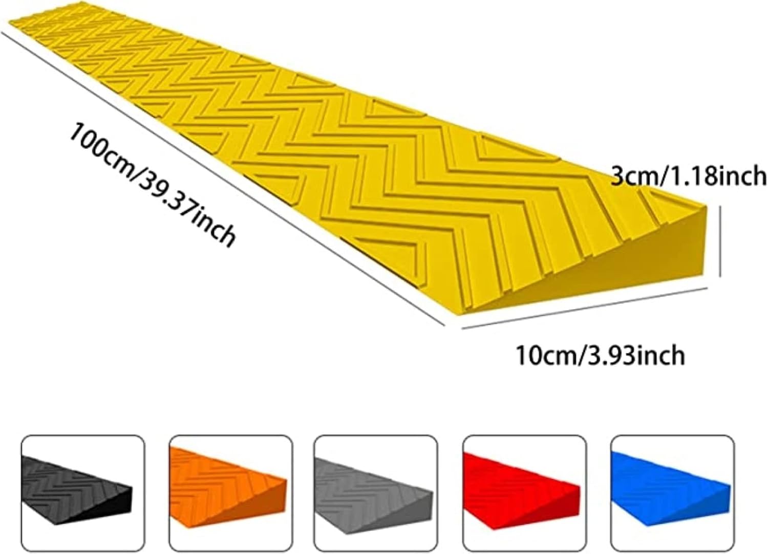 2 Inch Heavy Duty Rubber Threshold Ramp for Doorways - Portable Non-Slip Indoor/Outdoor Wheelchair Access Ramp(Yellow,100 * 10 * 3CM)