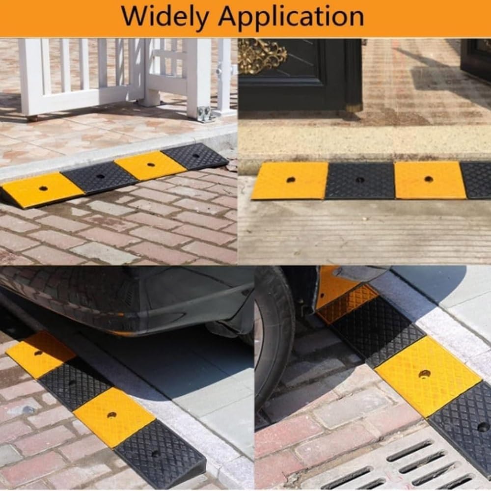 5' 6' Driveway Curb Ramps Heavy Duty Car Ramp 10 Ton Loading Threshold Ramp, Non-Slip Rubber Wheelchair Ramp for Trucks Motorhome Scooter(4.3' Rise/11cm)