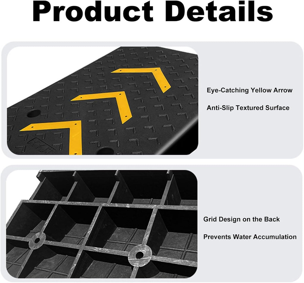 Rubber Portable Curb Ramp Kerb Ramp Heavy Duty Threshold Ramp Nonslip Door Step Ramp for Scooter Garage Truck Motorcycle Sidewalk 1 Pack(High 10cm/4')