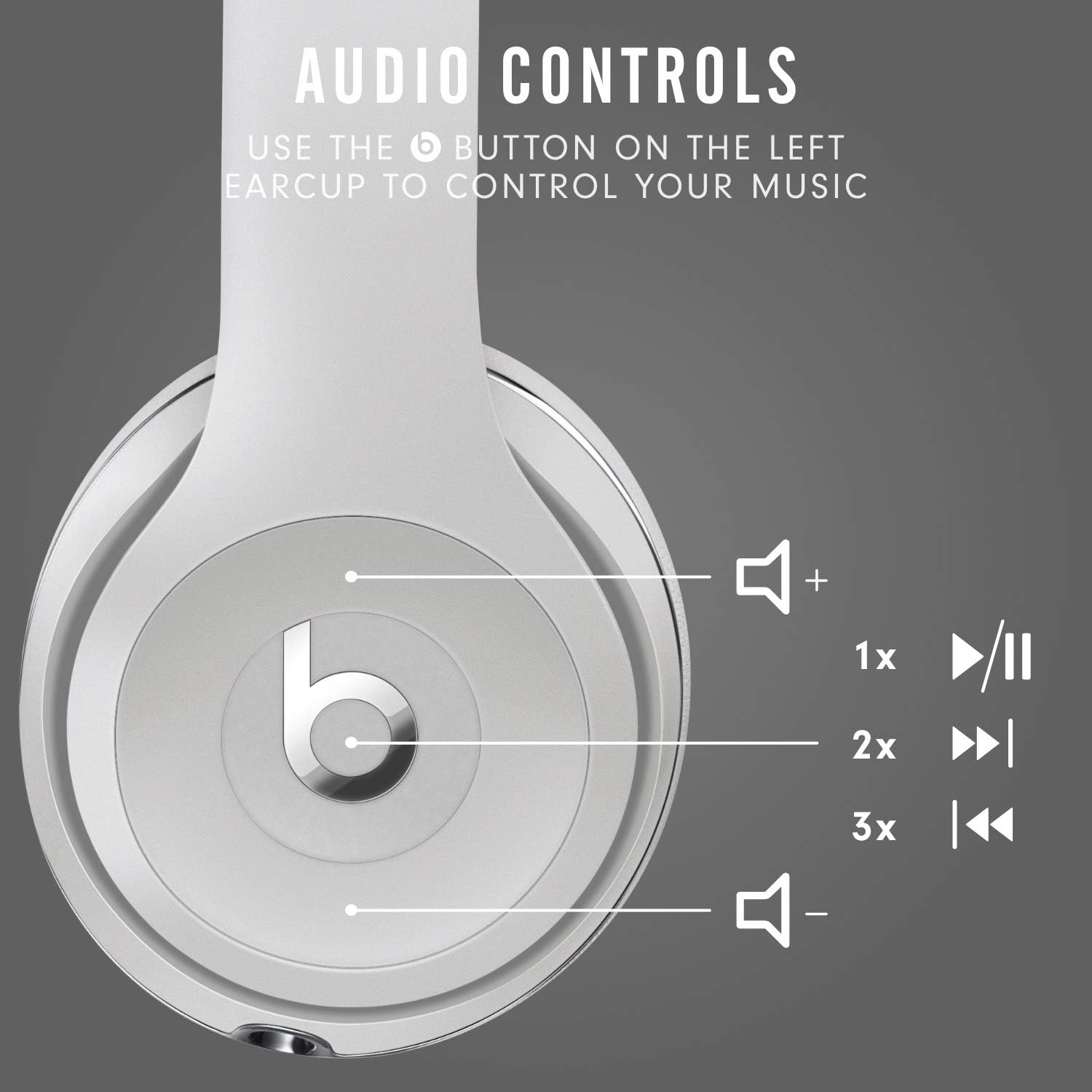 Beats Solo3 Wireless On-Ear Headphones - Apple W1 Headphone Chip, Class 1 Bluetooth, 40 Hours of Listening Time, Built-in Microphone - Satin Silver (Latest Model)