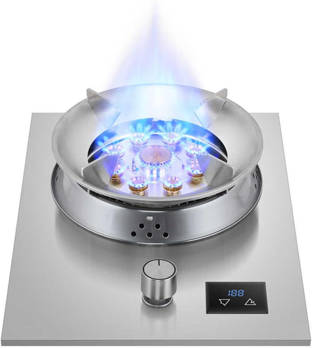 Gas Cooker,4.8kW Single-Burner Stainless Steel,Gas Stove with Timer,Suitable for Camping Restaurants Home Use(LPG)