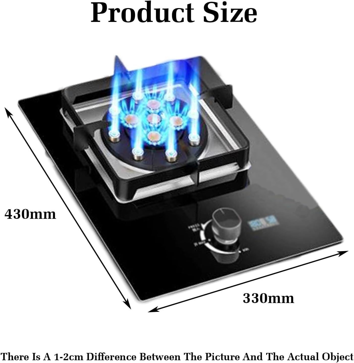 Gas Cooker 1 Burner,8.5KW Nine-Cavity High-fire Timer,Gas/LP Gas Conversion Stove,with Flameout Protection,for Home Kitchen Motor Home Camp(LPG)