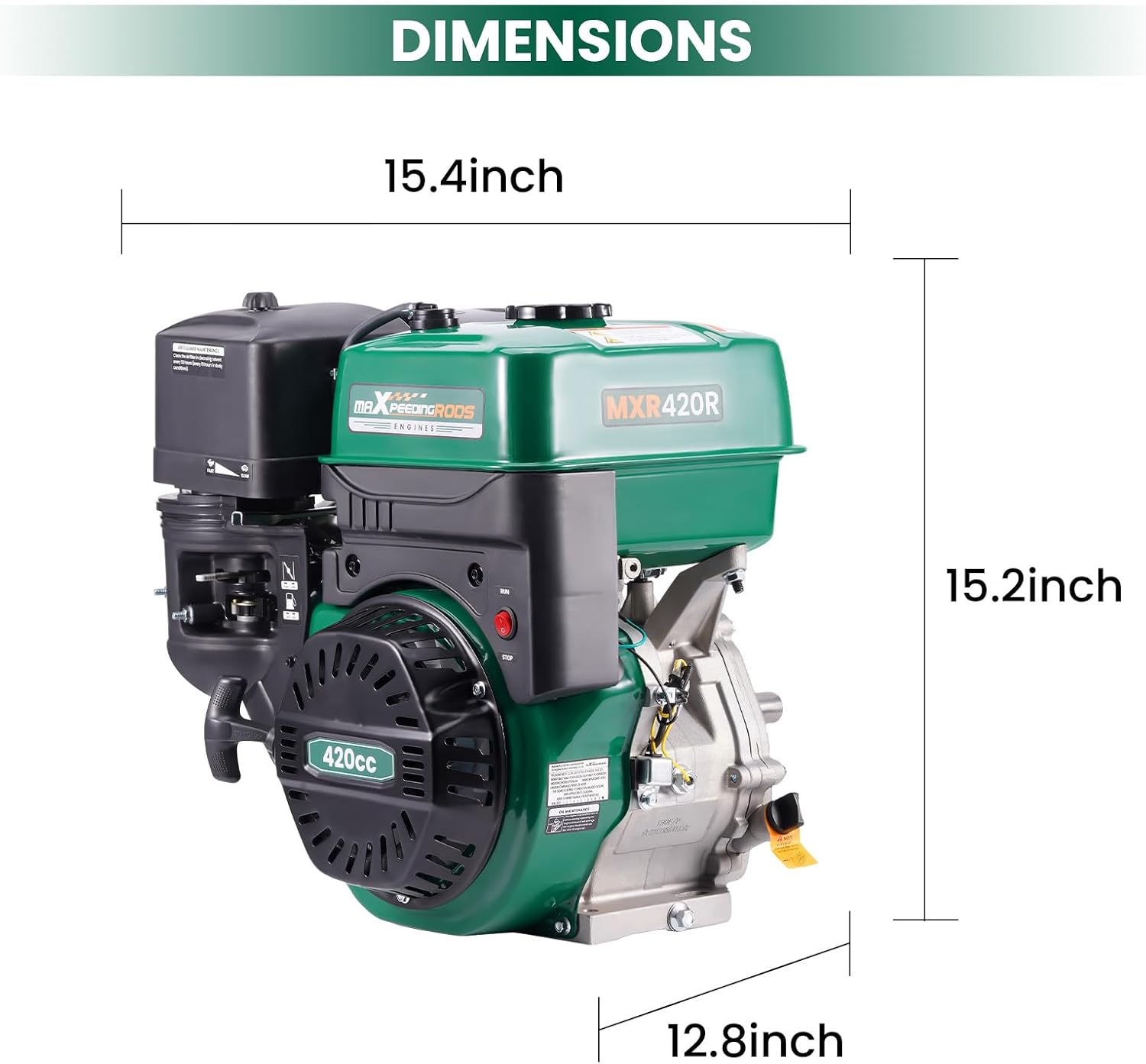 maXpeedingrods 420cc Gasoline Engine, 4 Stroke OHV Horizontal Gaso Engine, Recoil Start for Go-Karts, Compressors, Lawn Mowers, Water Pumps