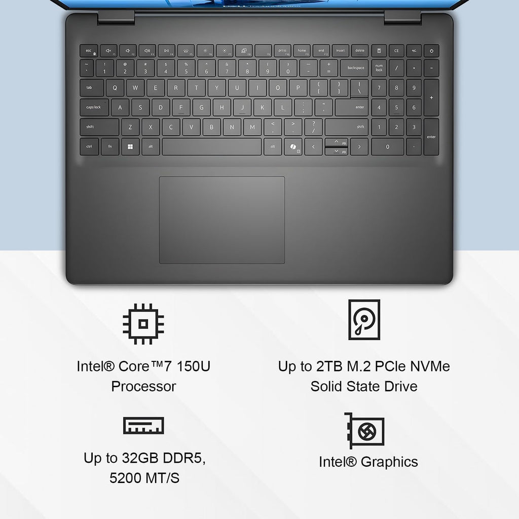 Dell 16' Business Laptop Computer, FHD+ Touchscreen Laptop, Intel Core 7 150U, 16GB DDR5• 1TB SSD• Windows 11 Pro• Backlit Keyboard, WiFi 6, HD Webcam, Copilot AI, Seibosfy