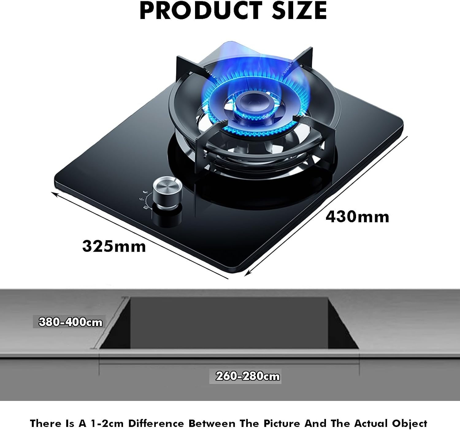 Gas Cooker 1 Burner,Kitchen Counter Top Stove,5.2KW High-fire Frying Pan,with Flameout Protection,for Natural Gas/liquefied Petroleum Gas(LPG)