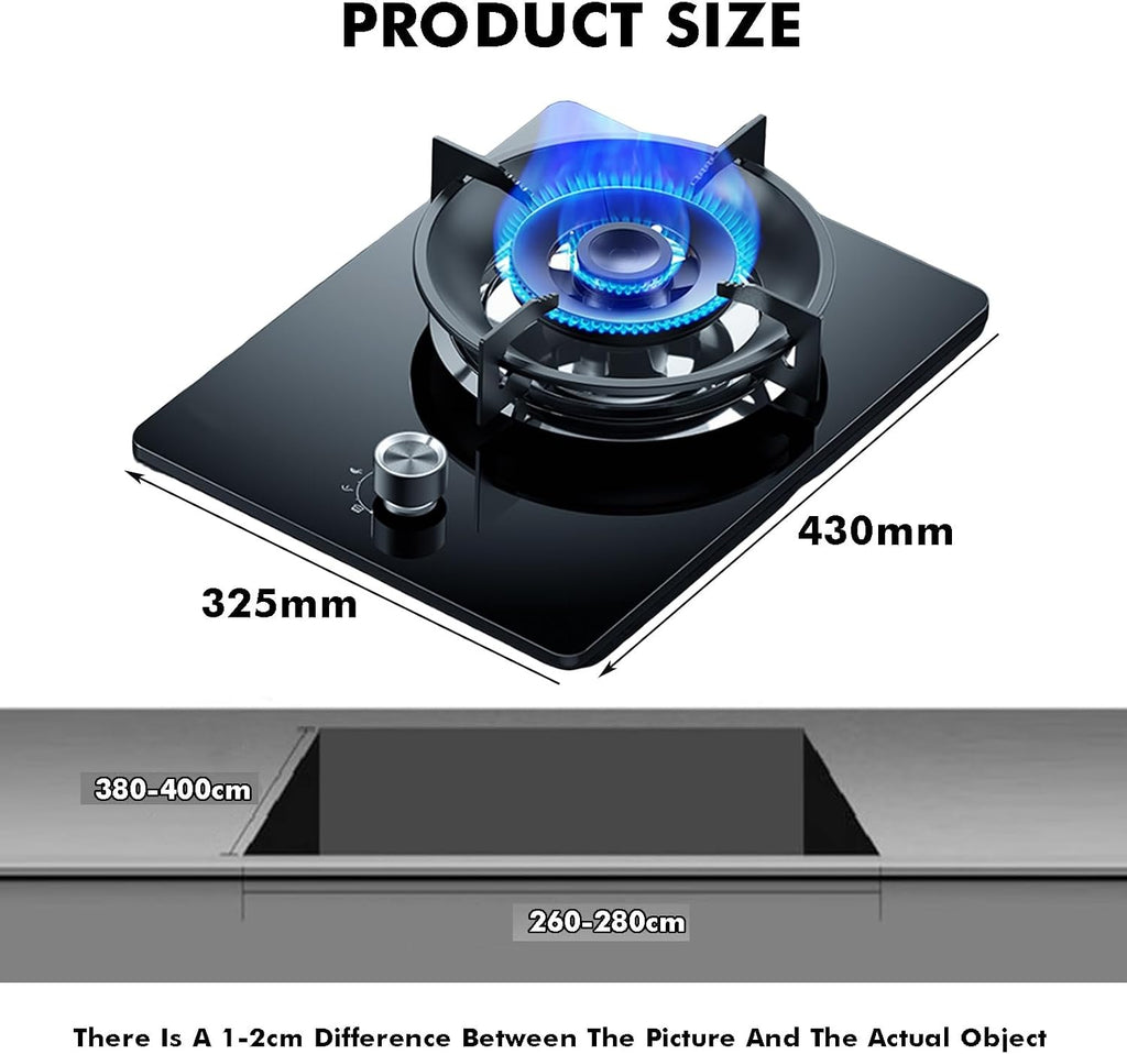 Gas Cooker 1 Burner,Kitchen Counter Top Stove,5.2KW High-fire Frying Pan,with Flameout Protection,for Natural Gas/liquefied Petroleum Gas(NG)