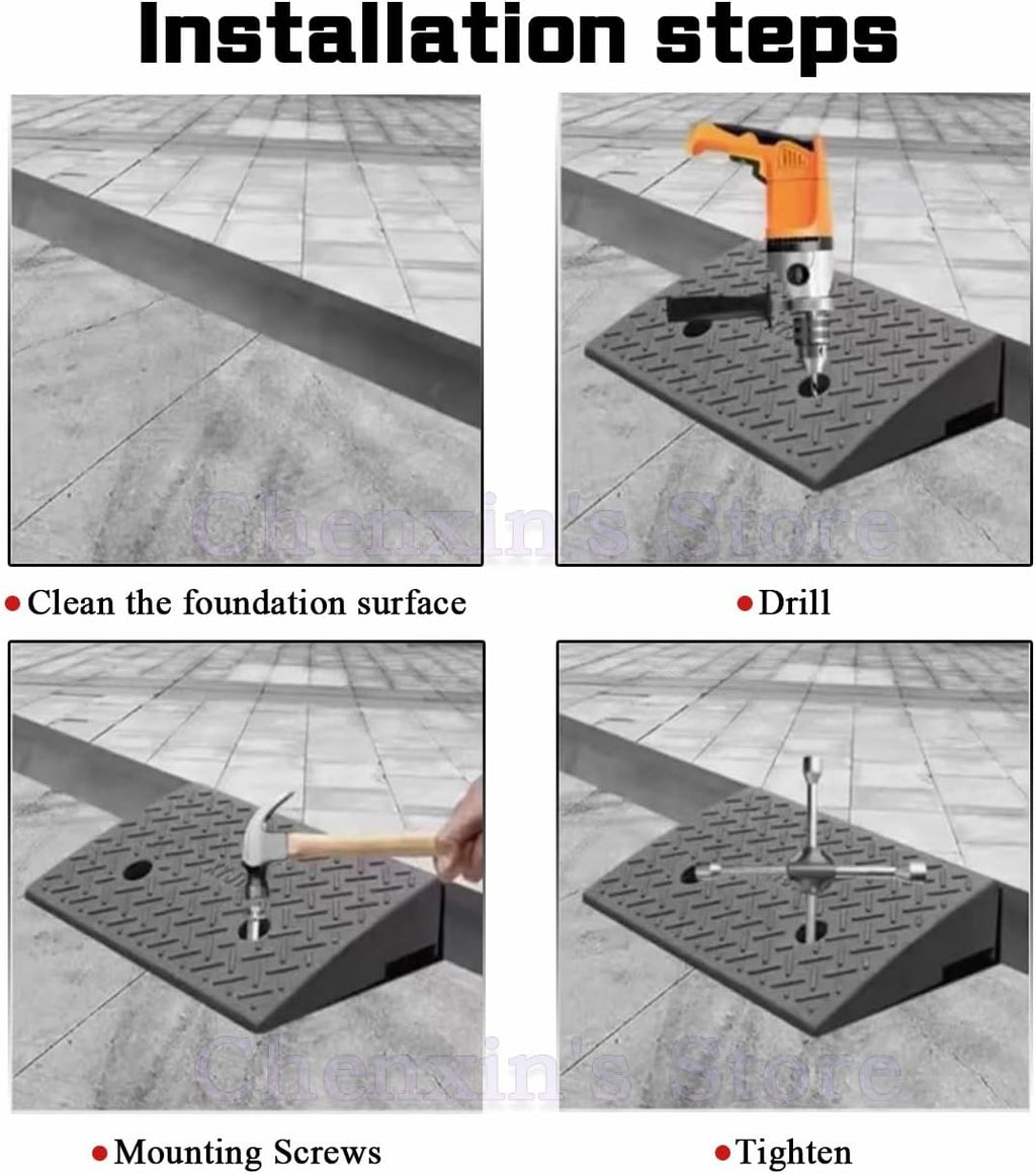 Plastic Curb Ramps 4' 5' 6' Rise, Portable Threshold Ramp for Driveway Curb, Rubber Wheelchair Ramp with Non-Slip Surface, Garage Entry Ramp for Cars/Scooters/Trolley, Easy to Fix(50x60x16cm)