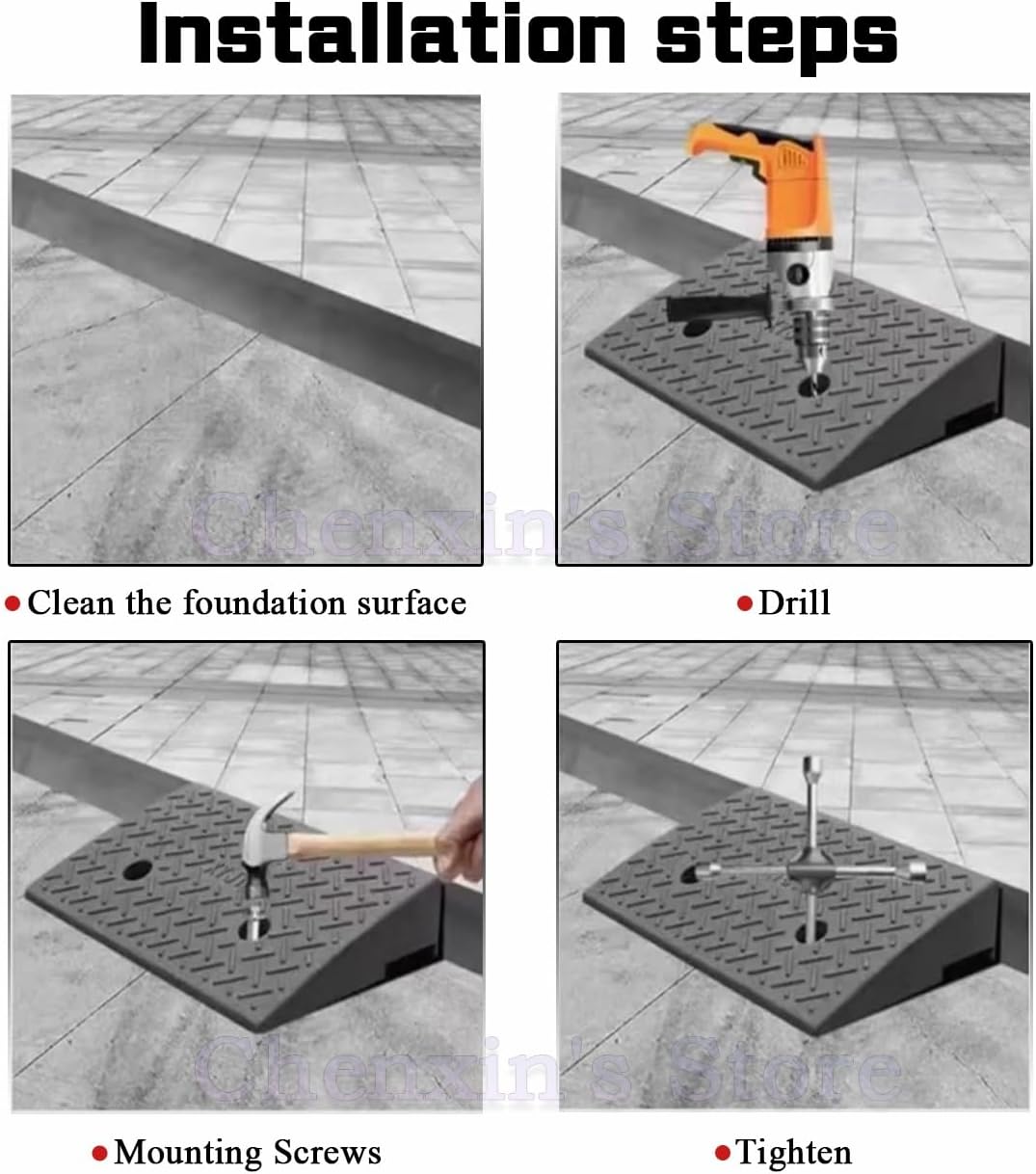 Plastic Curb Ramps 4' 5' 6' Rise, Portable Threshold Ramp for Driveway Curb, Rubber Wheelchair Ramp with Non-Slip Surface, Garage Entry Ramp for Cars/Scooters/Trolley, Easy to Fix(50x60x16cm)