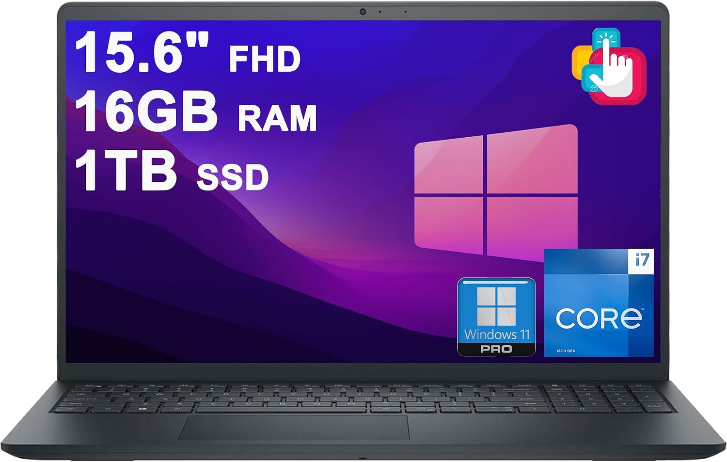 Dell 15 Business Laptop 15.6' FHD Anti-Glare Touchscreen Intel 10-core i7-1355U 16GB RAM 1TB SSD Type-C ExpressCharge Long-Lasting Battery Win11Pro
