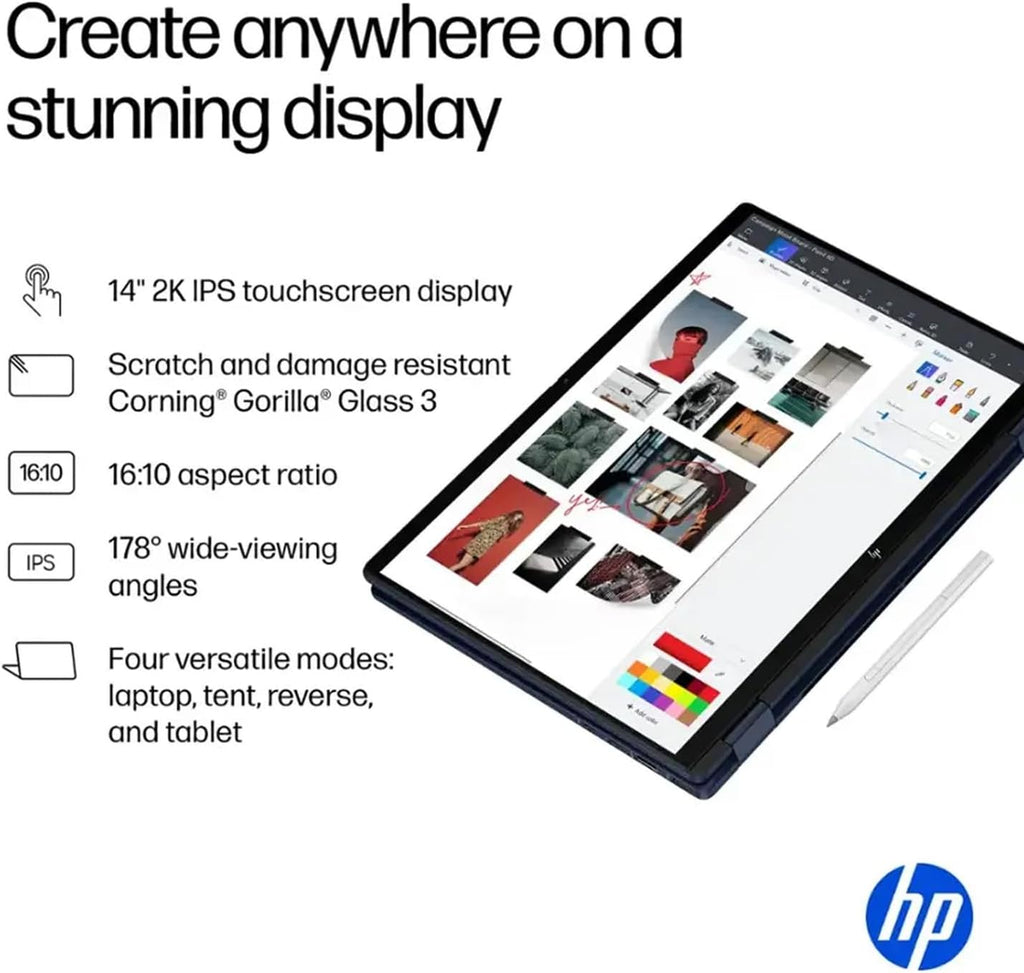 HP OmniBook X Flip 14 2-in-1 Laptop, Laptop Touchscreen 14' WUXGA IPS, Intel 8-core Ultra 5 226V, Intel Arc 130V GPU, 16GB RAM 1TB SSD, Thunderbolt 4, Windows 11 for Designer Business Professional