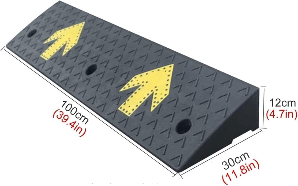 Threshold Ramp Wheelchair Ramp Rubber Speed Bump Non-Slip Wheelchair Ramp Heavy Duty Portable Threshold Ramp for Driveway/Loading Dock/Pedestrian Scooter Ramp Anti-Slip (Size : 12cm/4.7in)