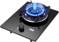 Portable Gas Stove with 1 Burner,5.2kW Fire Ring Countertop Stove,NG/LPG Gas Source Kit,Black Tempered Glass,with Flameout Protection and Timer(NG)