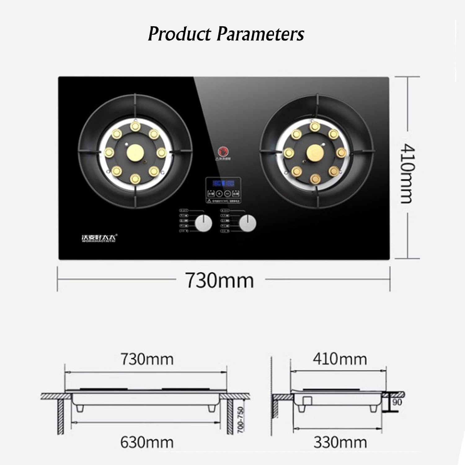 Propane Stove,2 Burners Portable Propane Stove,tempered Glass Gas Cooktop,Maximum 17742.4BTU Great for Family Restaurants and Food Trucks (Color : NG)