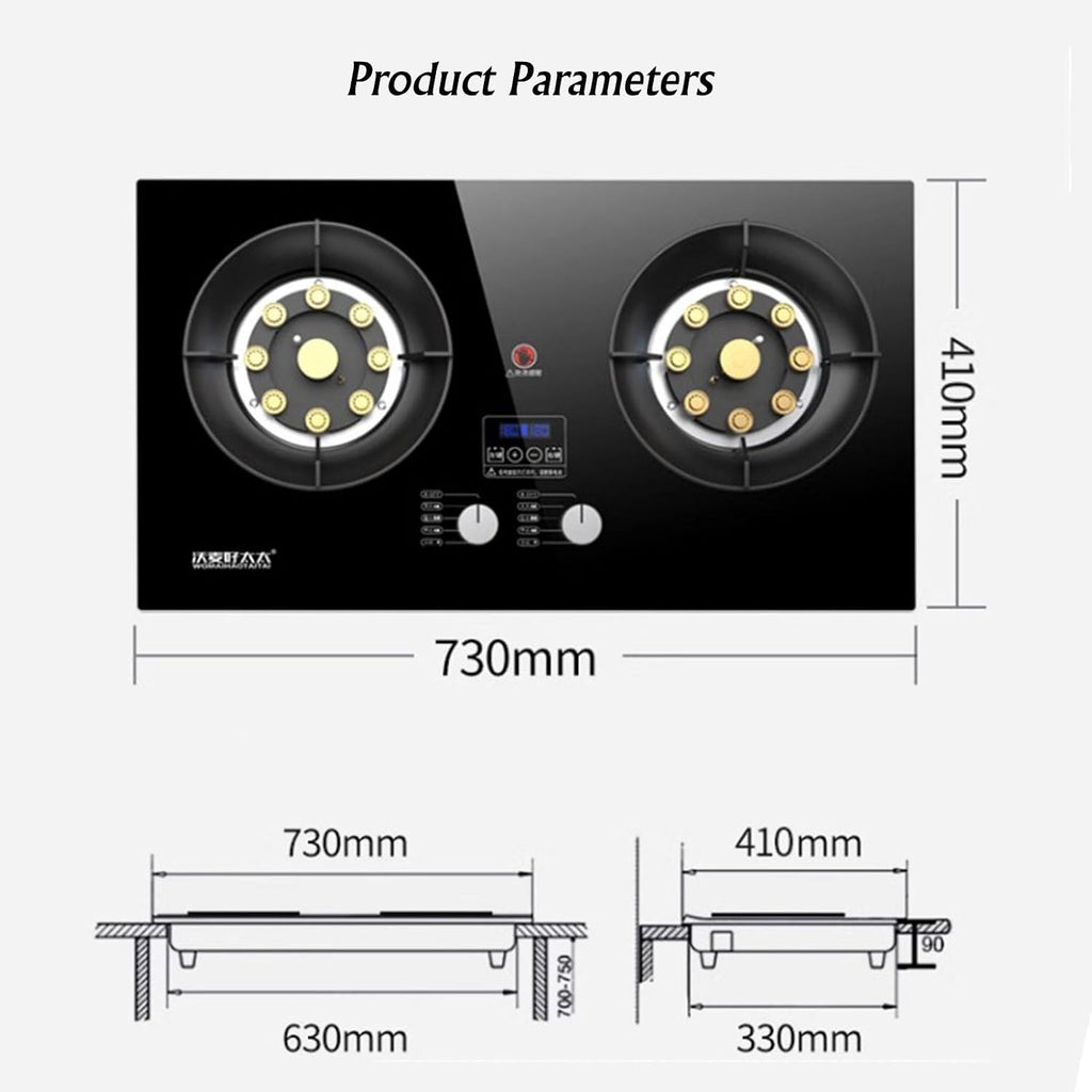 Propane Stove,2 Burners Portable Propane Stove,tempered Glass Gas Cooktop,Maximum 17742.4BTU Great for Family Restaurants and Food Trucks (Color : LPG)