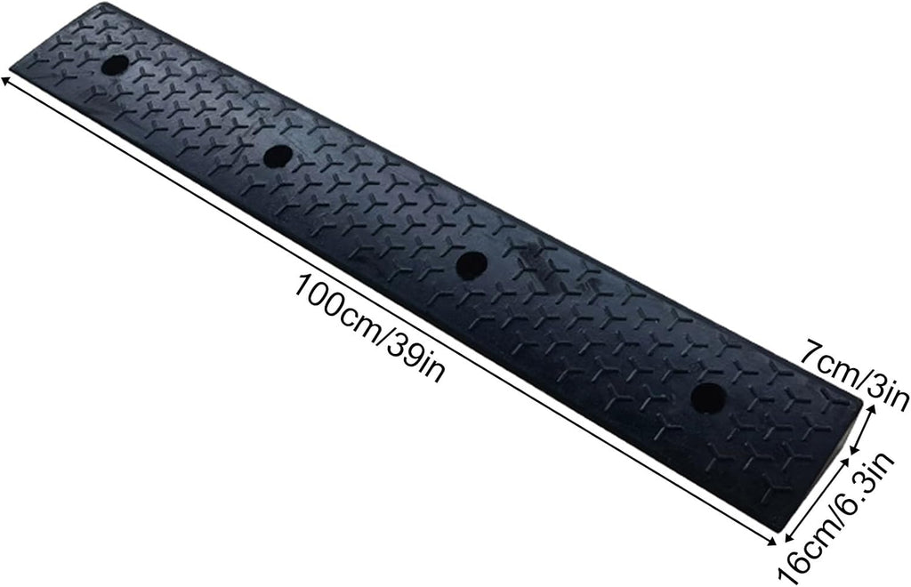 Threshold Ramp for Outdoor Door, Multiple, Sturdy Solid Rubber Curb Ramp for Wheelchair, Bike, Easy Installation(100 * 16 * 7cm/39 * 6.3 * 3in)