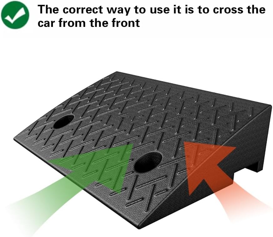 Rubber Curb Ramp Sidewalk Ramp Threshold Ramp Driveway Ramp for Curb Black Heavy Duty Curb Ramp for Trucks Cars Wheelchairs Bikes(19.7x31.5x6.3in)