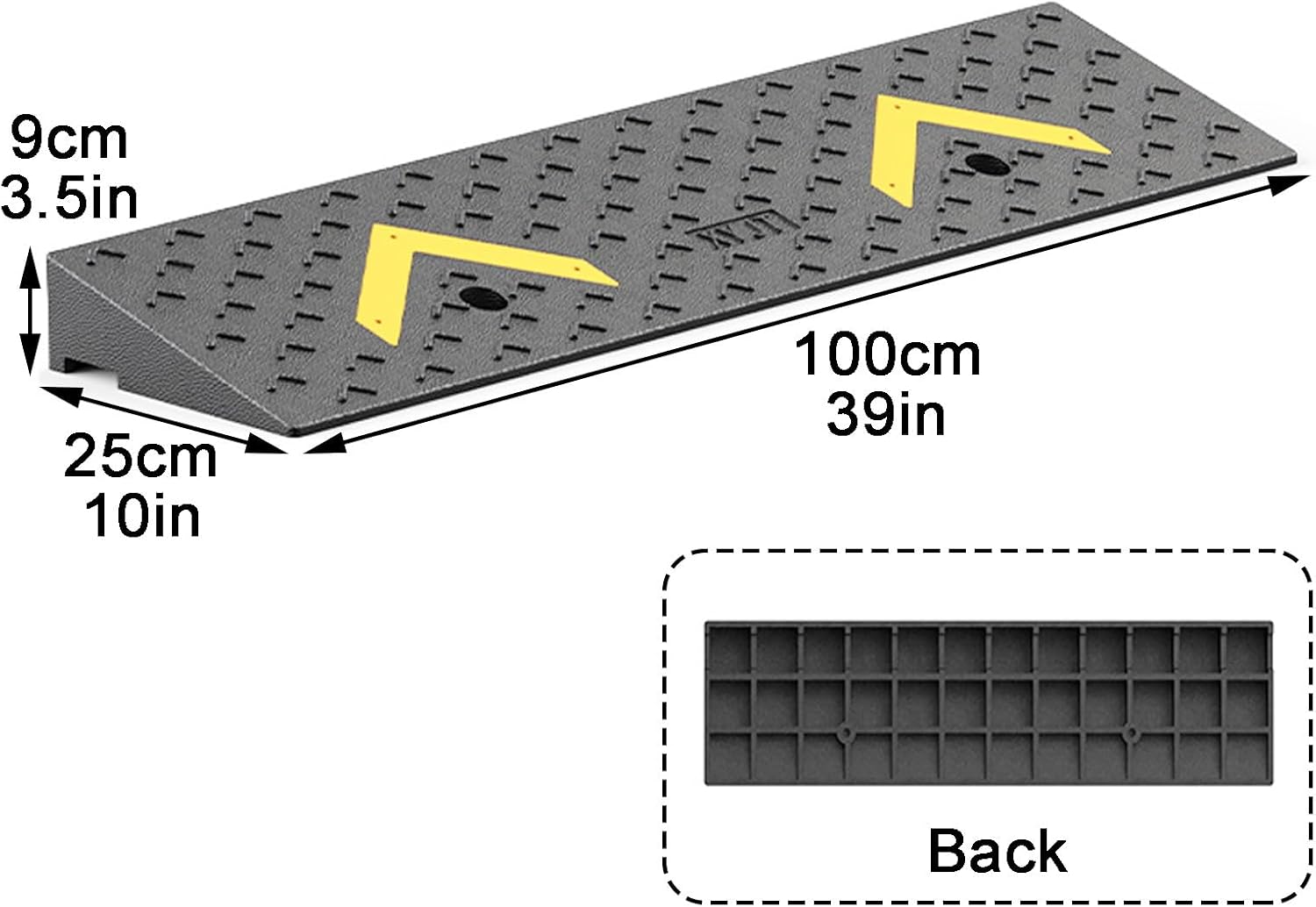Curb Ramp Heavy Duty Rise Threshold Ramp with Expansion Screws Driveway Ramp for Loading Dock Warehouse Wheelchair(100 * 25 * 9cm/39 * 10 * 3.5in)