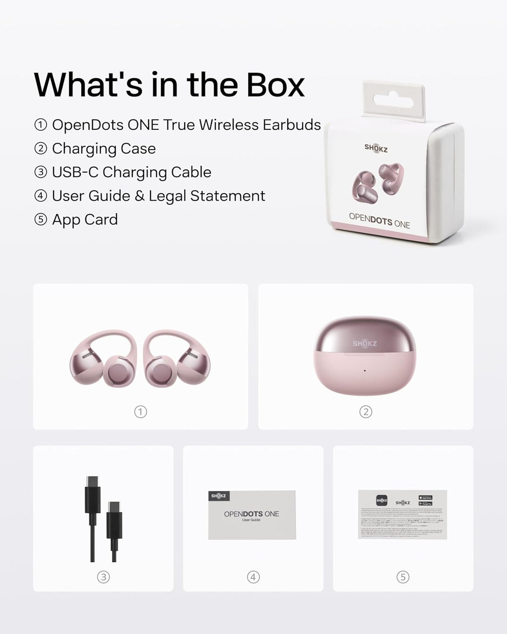 SHOKZ OpenDots ONE-Open-Ear Headphones, Clip-On Earbuds-Wireless Bluetooth Earbuds with Microphone-Secure, Lightweight, Comfort-Premium Dolby Audio-Water Resistant-Fast Charging-Up to 40 hrs Playtime