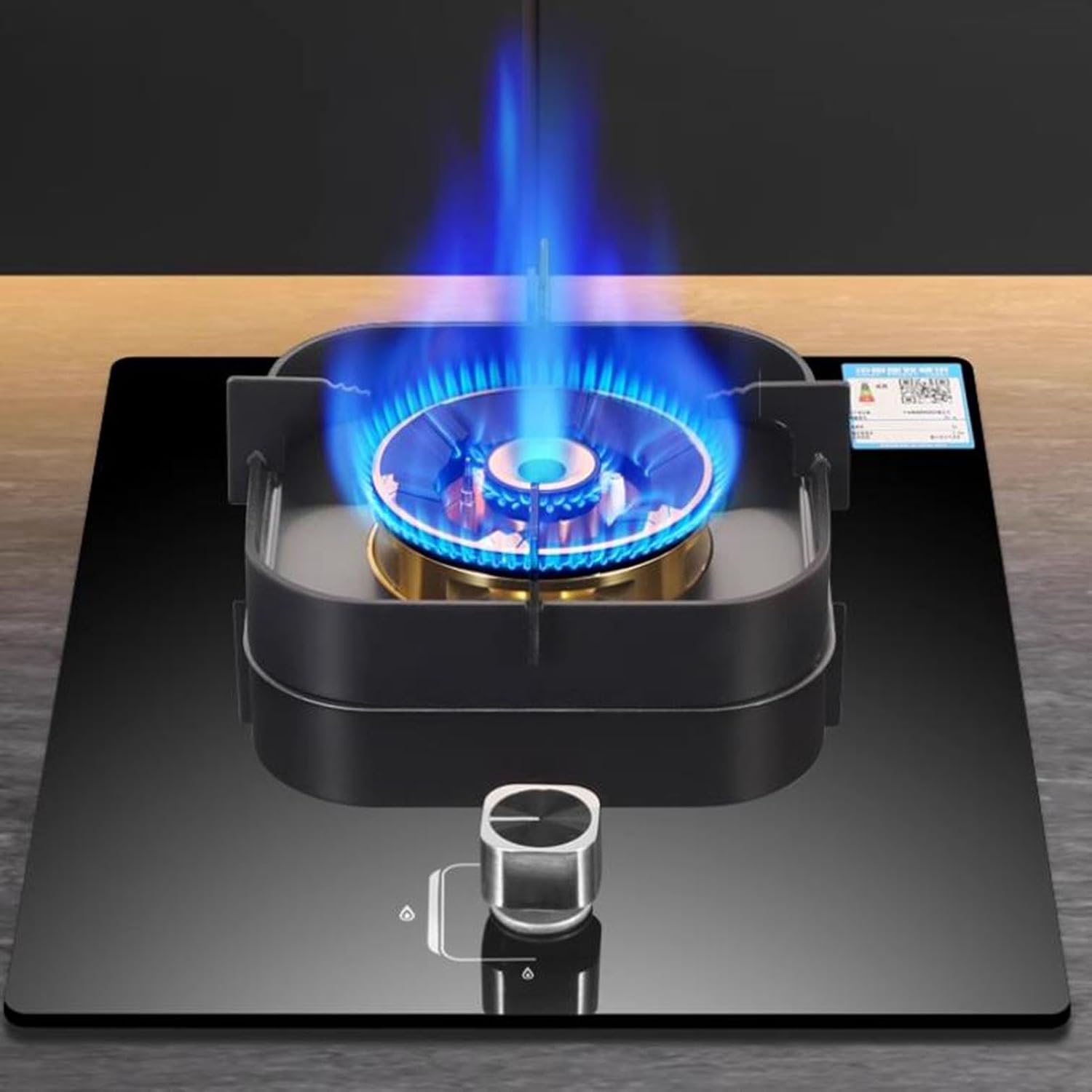 44cm Gas Stove,Built-in Gas Cooker 1 Burner,5.2KW Nine-Chamber Fierce Flame Stove,Gas/LP Gas Conversion,with Flame Out Protection,for Home Kitchens(NG)