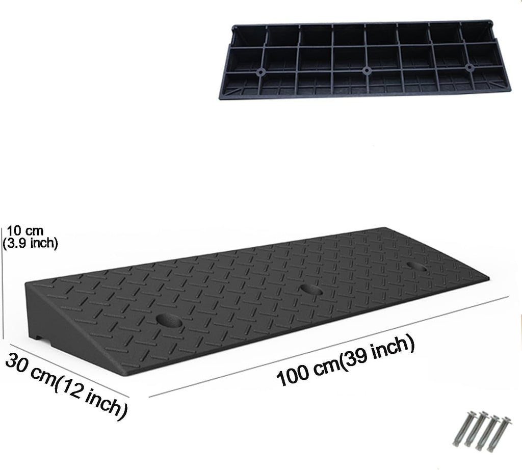 Rubber Kerb Ramp, Heavy Duty Threshold Ramps,Height 3.9/4.3/4.7/5.1/5.5/5.9 inches,Curb Ramp for Driveway, Mobility Scooter/Door/Step(Height 10cm (4 inch))