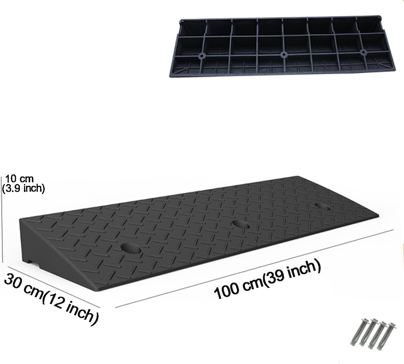 Rubber Kerb Ramp, Heavy Duty Threshold Ramps,Height 3.9/4.3/4.7/5.1/5.5/5.9 inches,Curb Ramp for Driveway, Mobility Scooter/Door/Step(Height 10cm (4 inch))