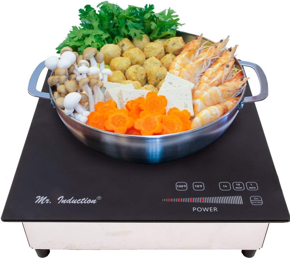 Mr. Induction SR-187RT Commerical 1800W Built-in Induction Cooker, Black/Silver