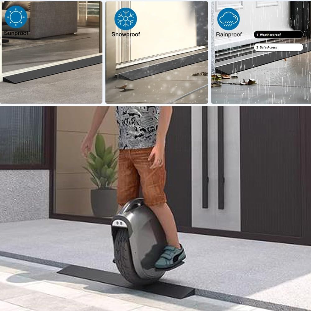 0.6' Rise Wheelchair Threshold Ramp Solid Rubber Entry Curb Ramp Non-Slip Door Ramps Wheelchair Ramp For Home Entrance, Load Capacity 3000 LBS(Height: 6cm/2.36in)