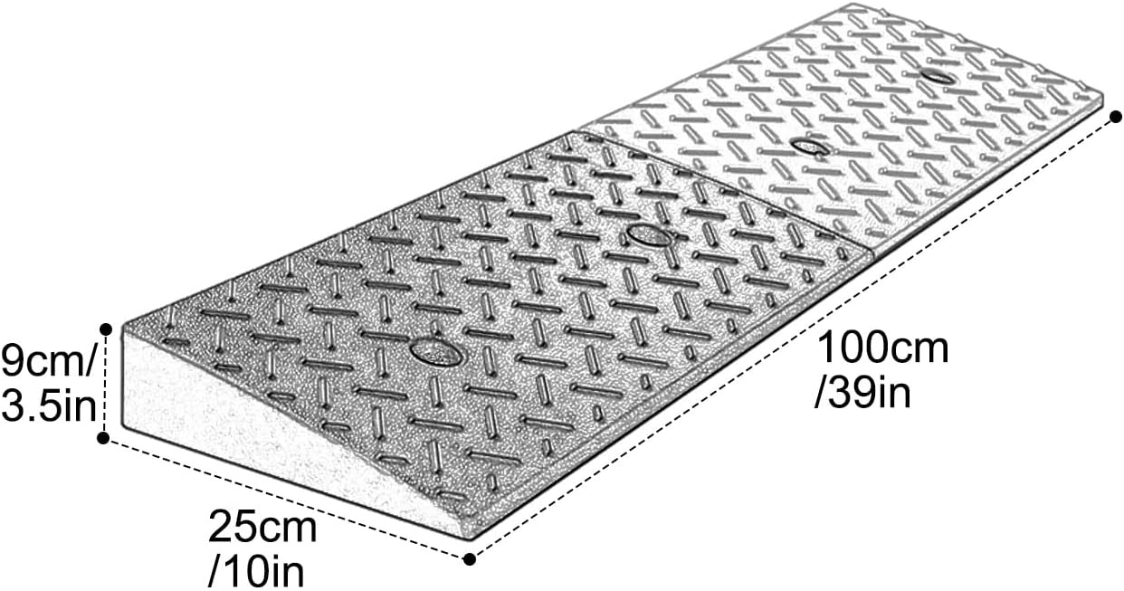 Rubber-Plastic Curb Ramps, Heavy-Duty Driveway Ramp, Anti-Skid Threshold Ramp, for Wheelchairs Sidewalks Motorcycles Cars(9cm/3.5in)