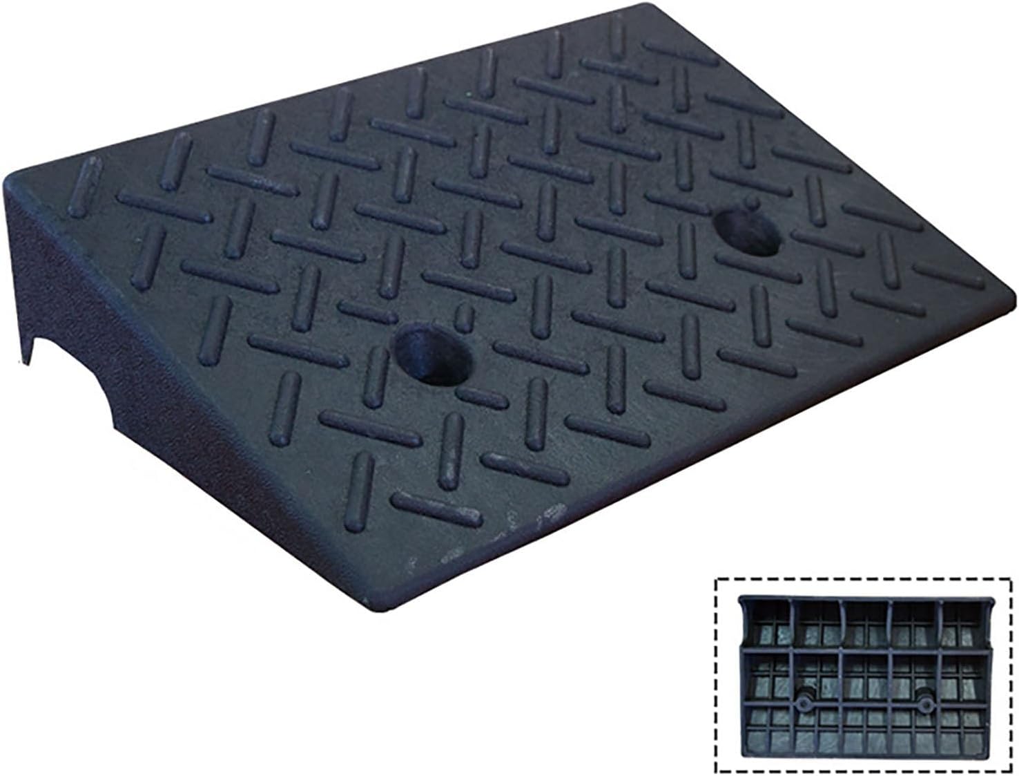 Heavy Duty Rubber Door Threshold Ramp, Wheelchair & Walker Access, Anti-Slip Texture, Water Drainage Design for Home Doorways, Steps & Showers