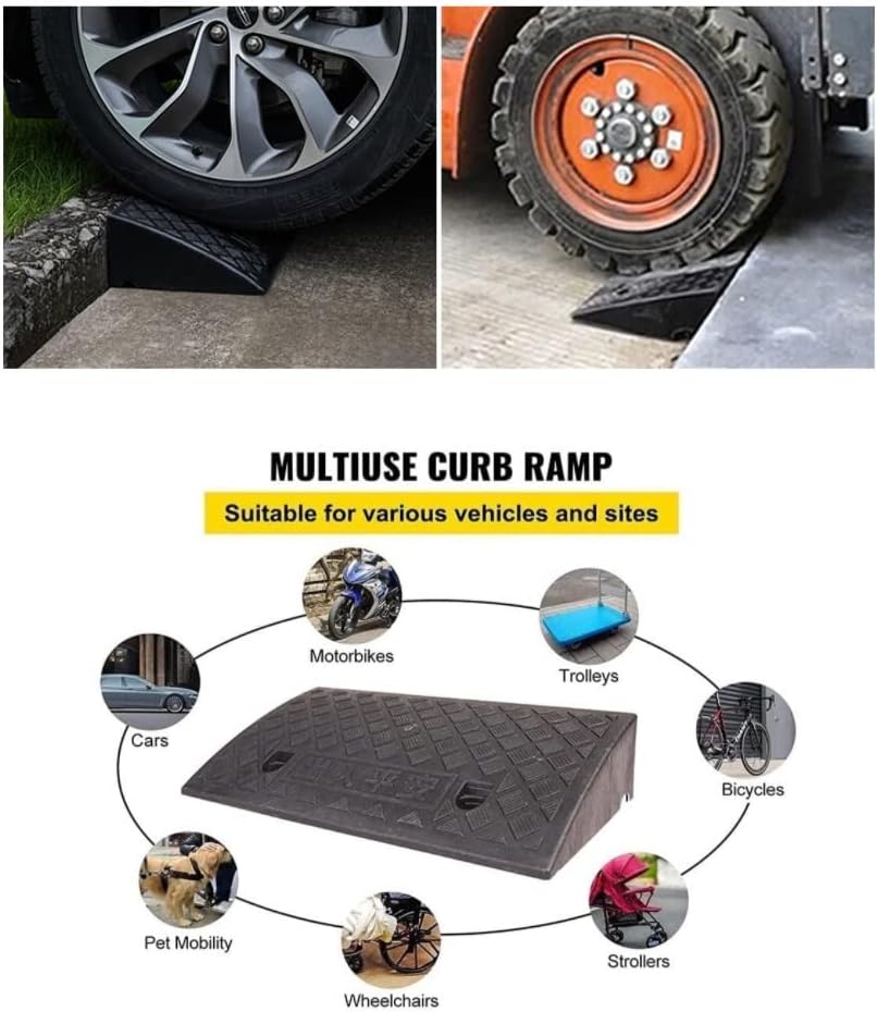 Mobility Scooter/Wheelchair Ramp for Front Door 20' Wide Threshold Ramp for Patio Sliding Door Rubber Bridge Ramp for Driveway/Shed/Doorways 32'x20'x2.5'