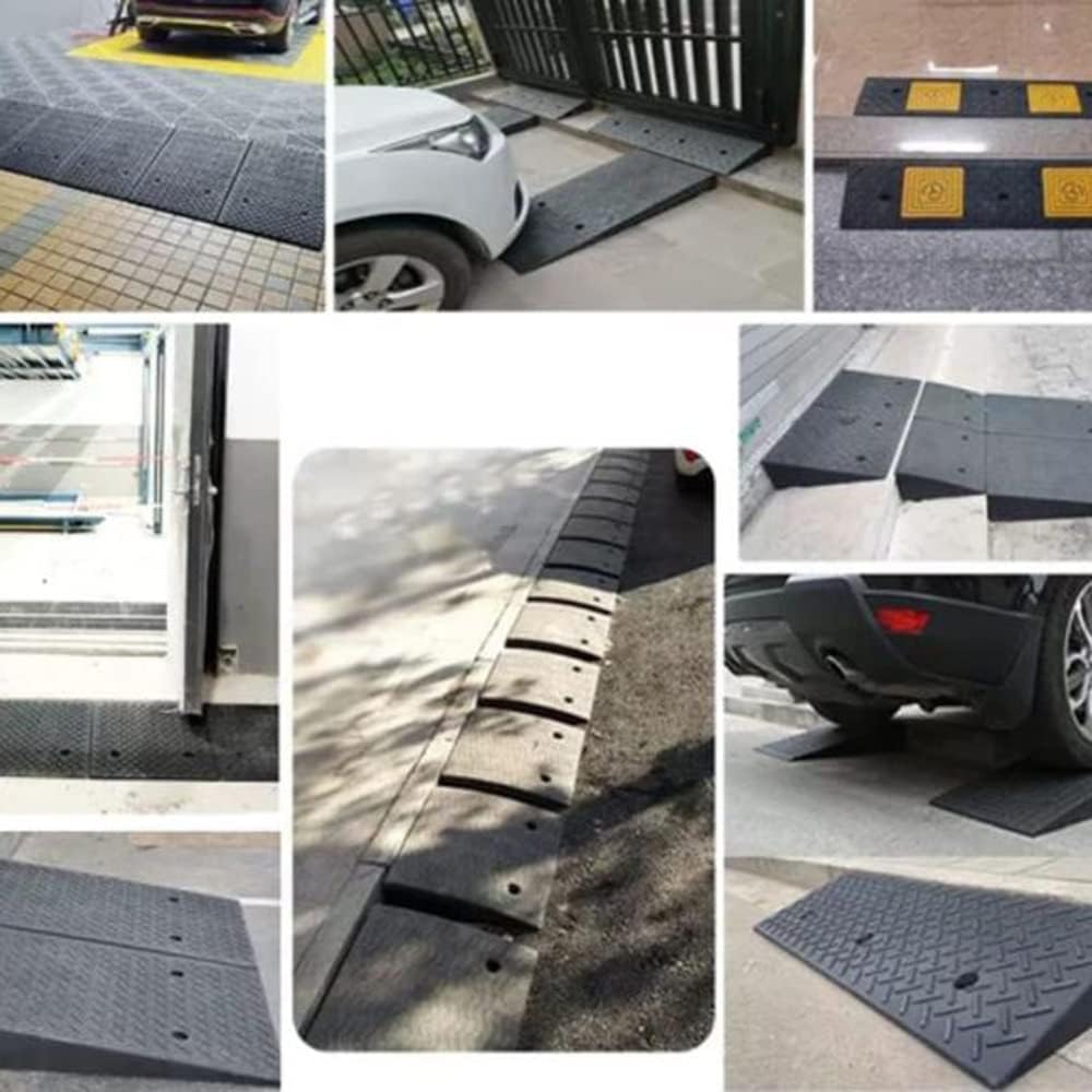 Curb Ramps for Driveway 2' - 8' High, Threshold Ramp Heavy Duty Car Ramp Loading Ramp, Rubber Kerb Ramp for Home Garden Step Sheds Doors, Wheelchairs (Size : 9cm/3.5inch)