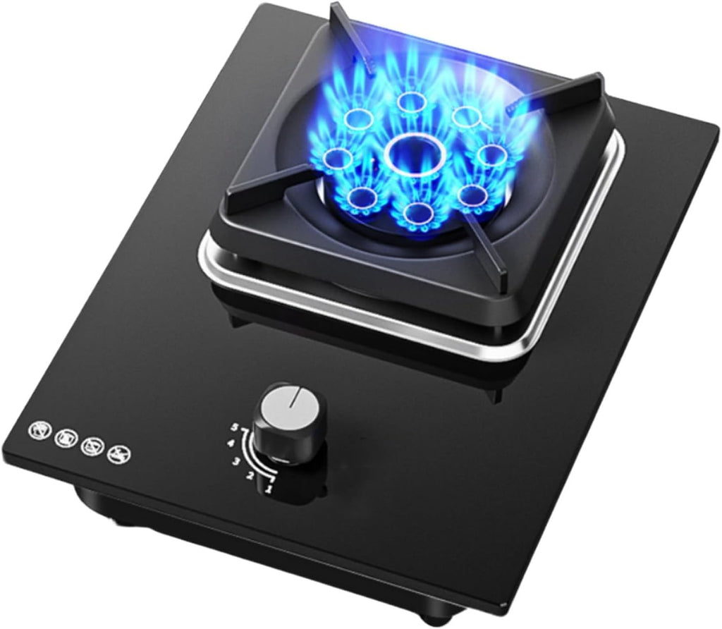 5.2KW Gas Cooktop,With Timer 9 Cavity Camping Single Burner, Single Burner Stove Tempered Glass Portable Gas Stove for Apartment(LPG)