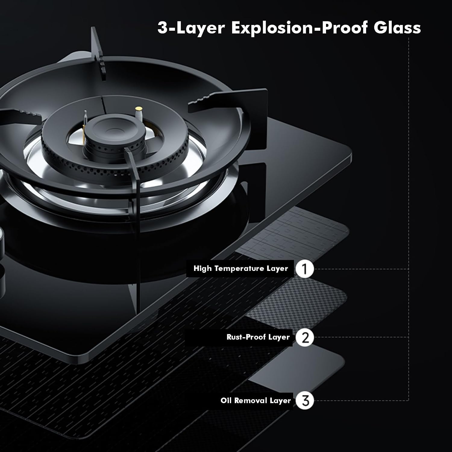 Gas Cooker 1 Burner,Kitchen Counter Top Stove,5.2KW High-fire Frying Pan,with Flameout Protection,for Natural Gas/liquefied Petroleum Gas(NG)