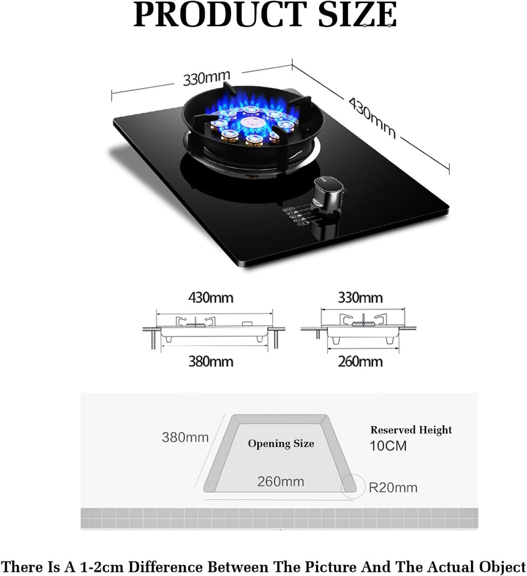 Gas Stove with 1 Burner,5.2KW Kitchen Counter Top Stove,Gas/LP Gas Conversion Stove,Tempered Glass Cast Iron Pot Rack,with Flameout Protection,for Home Kitchen(LPG)