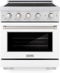 ZLINE 30 in. 4.2 cu. ft. Paramount Induction Range with 4 Element Cooktop and Electric Convection Oven in Satin Stainless Steel with White Matte Door (SINRS-WM-30)