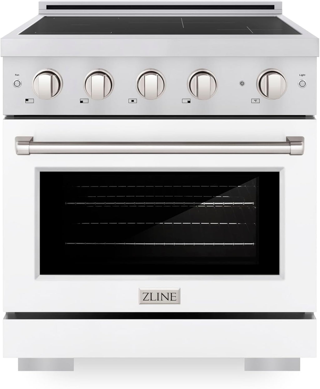 ZLINE 30 in. 4.2 cu. ft. Paramount Induction Range with 4 Element Cooktop and Electric Convection Oven in Stainless Steel with White Matte Door (SINR-WM-30)