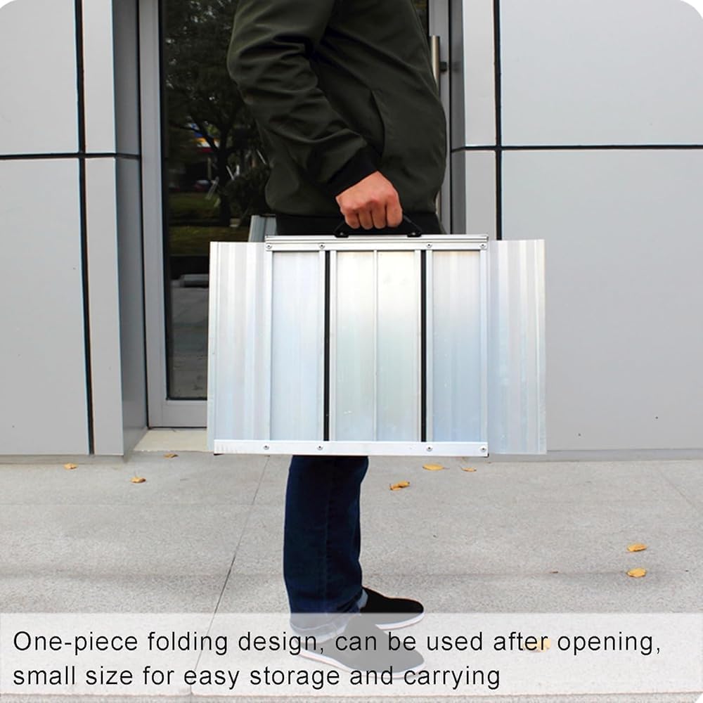 3' Rise Door Ramp for Wheelchairs, Door Threshold Ramp, Aluminum Threshold Ramp for Doorways Rated 660 lbs Load Capacity, Size : 120X37.5x8cm-4pcs (Size:120X37.5x8cm-4pcs,Color:Silver)