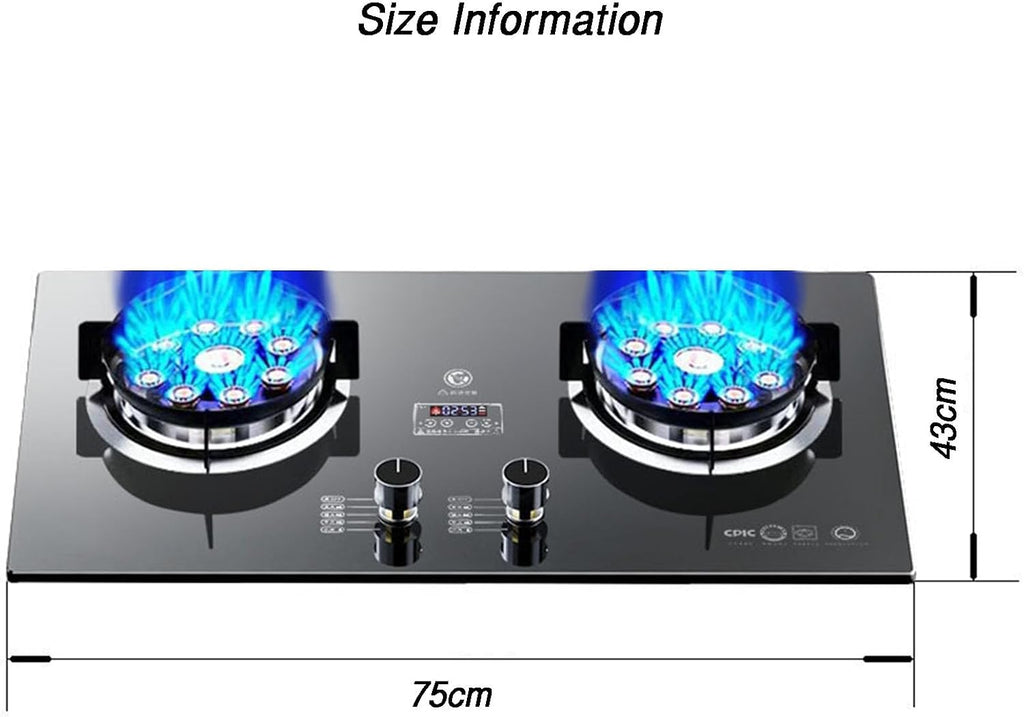 Propane Stove,2 Burners Portable Propane Stove,tempered Glass Gas Cooktop,Maximum 15354BTU for Food Trucks and Family Restaurants (Color : LPG, Size : Style 1)