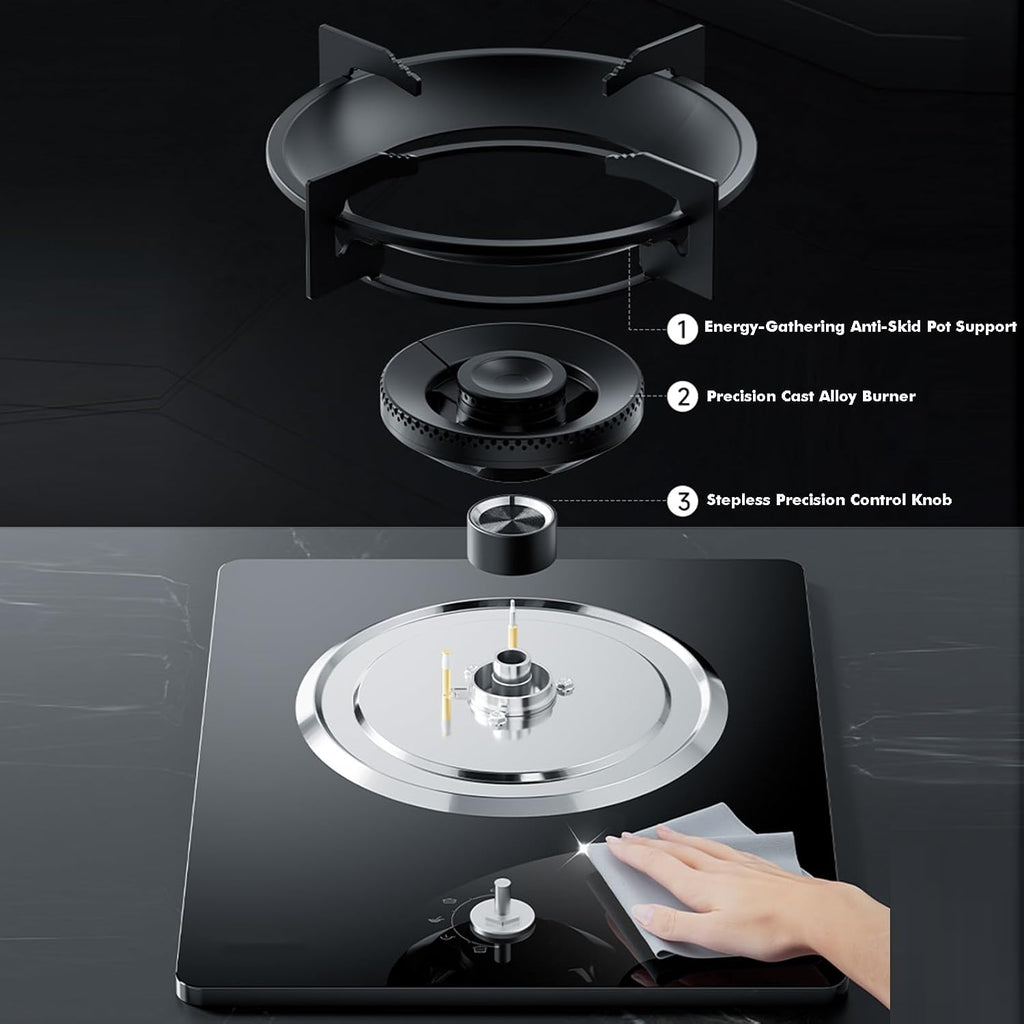 Gas Cooker 1 Burner,Kitchen Counter Top Stove,5.2KW High-fire Frying Pan,with Flameout Protection,for Natural Gas/liquefied Petroleum Gas(LPG)