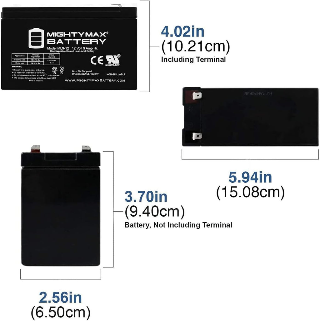 Mighty Max Battery ML9-12 - 12 Volt 9 AH SLA Battery - Pack of 6
