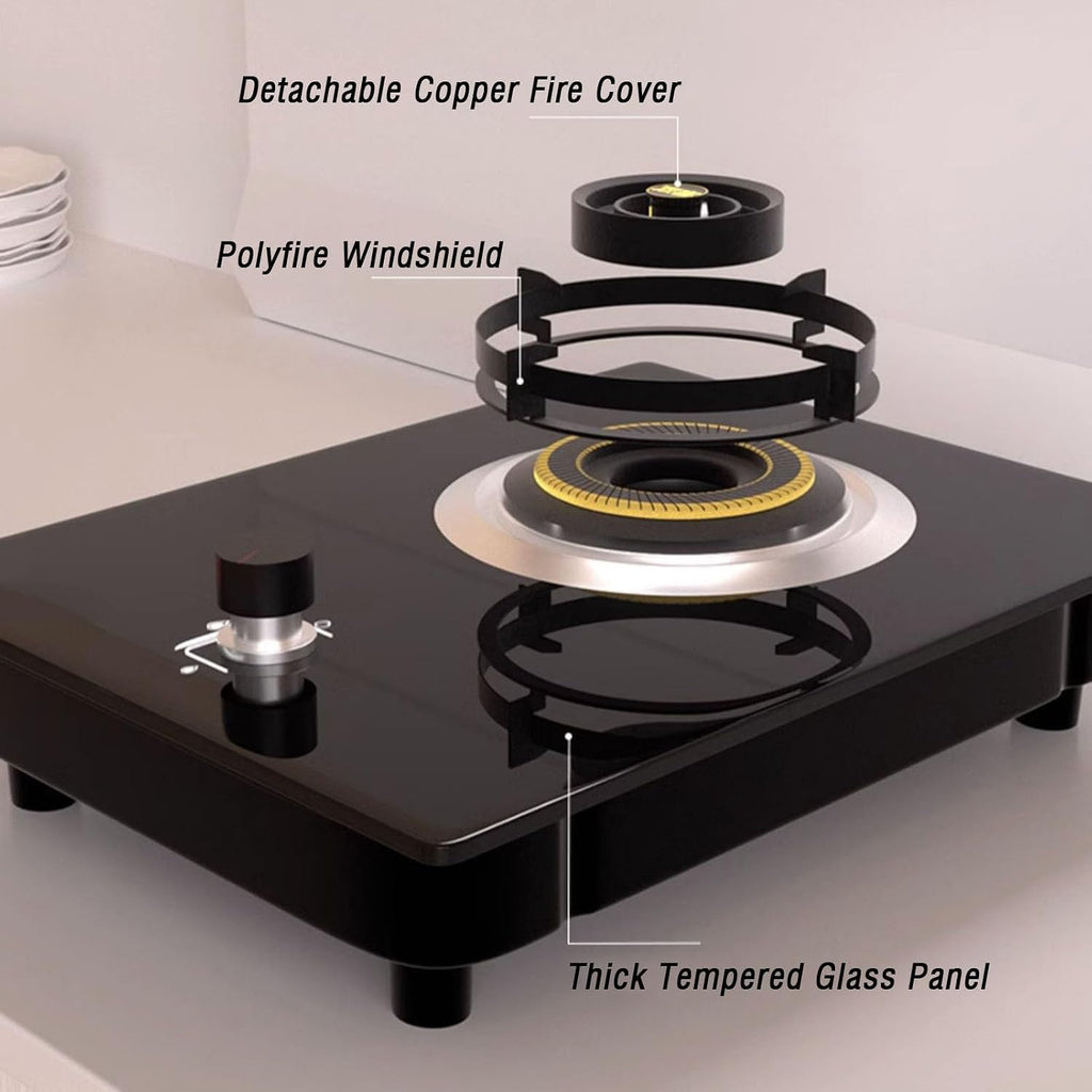 1 Burner Propane Stove,Portable Gas Stove,Max 14330.4BTU Tempered Glass with Pulse Electronic Ignition for Indoor Kitchen and Apartment (Color : LPG)
