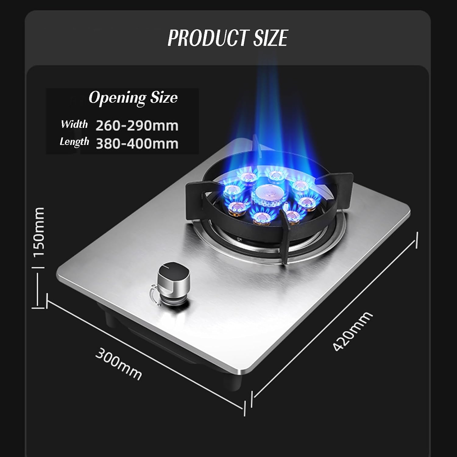 Single Burner Gas Stove,Commercial Gas Stock Pot Range, Stainless Steel High Flame Gas Stove with Fire Protection,for Restaurant,fome