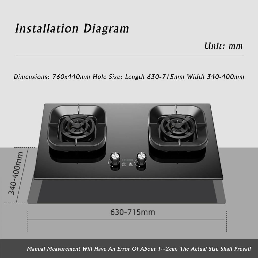 Propane Stove,2 Burners Portable Propane Stove,tempered Glass Gas Cooktop,Maximum 17742.4BTU Suitable for Home Kitchens and Dining Rooms (Color : NG)
