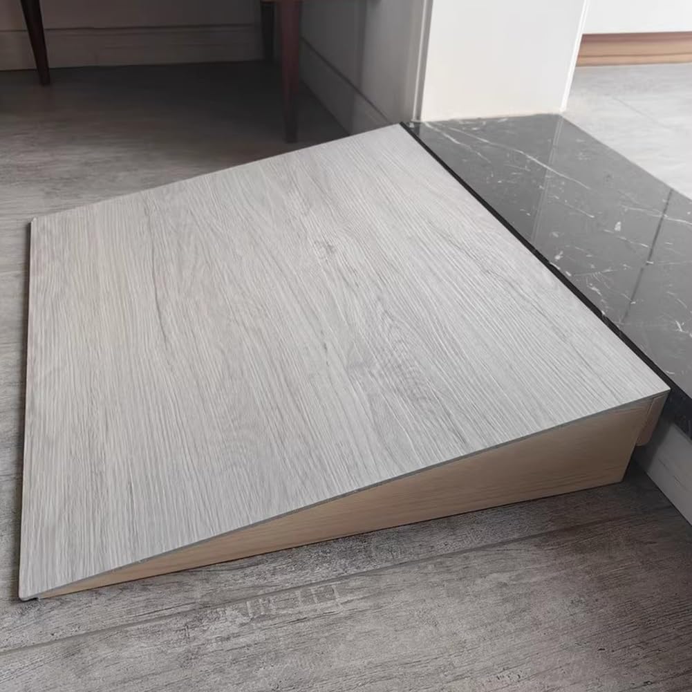 Rygcrud Wooden Threshold Ramps for Sweeping Robot, Sidewalk Kerb Ramps for Apartment Entry Door Steps, Transition Doorways, Bathroom(48x30x6cm)