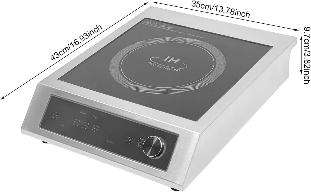 Commercial Induction Burner 3500W 110-127V Electric Cooktop Countertop Induction Stove with Temperature and Time Control, Powerful Hot Plate with LED Display