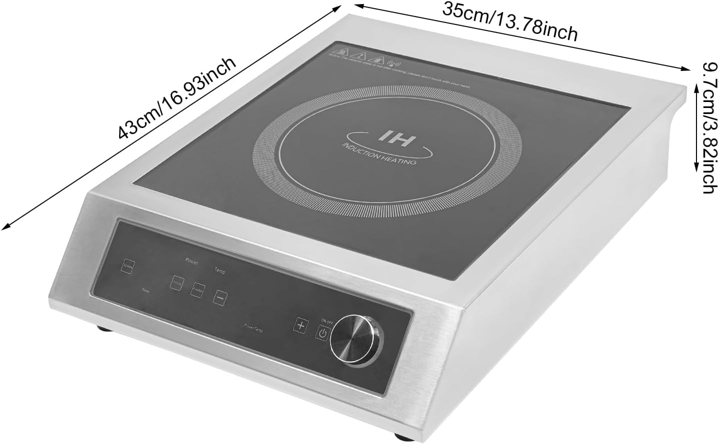 Commercial Induction Cooktop, 3500W Portable Cooker with 9.06' Energy-Gathering Heating Plate, Precise Temp Control (140-536°F), Touch & Knob Control, Timer, NSF Certified
