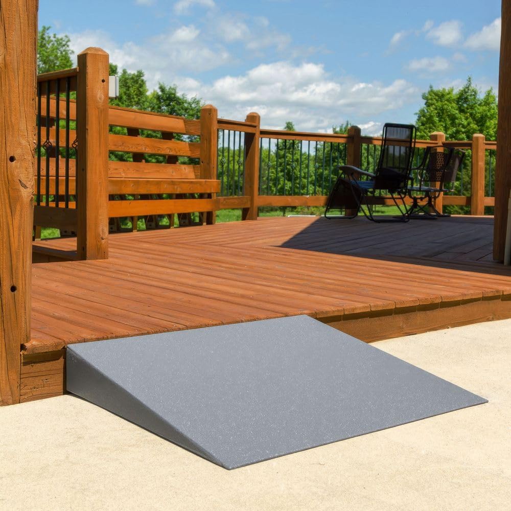 3' Doorway Threshold Wheelchair Ramp, 800 lb Cap, Solid Foam, Silver Spring