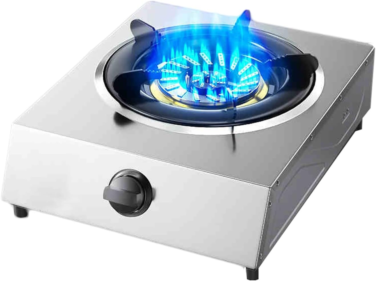 Gas Stove 1 Burner,4.8KW Firepower,Stainless Steel All-Copper Pot Rack,Natural Gas to Liquefied Gas Conversion Stove,with Flameout Protection(LPG)