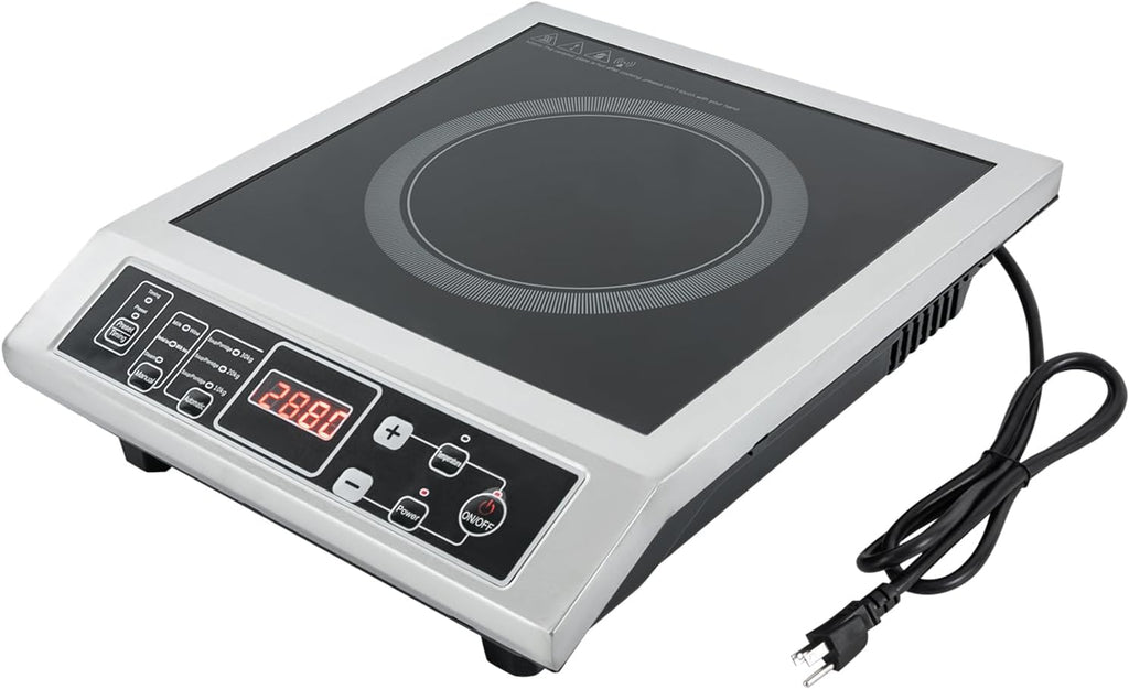 Commercial Induction Cooktop Portable Burner 3500W, Induction Cooktop - IGBT Heating Technology, 8 Temp Levels, Auto-Shut-Off, for Home Kitchens, Backyard Cooking, RVs