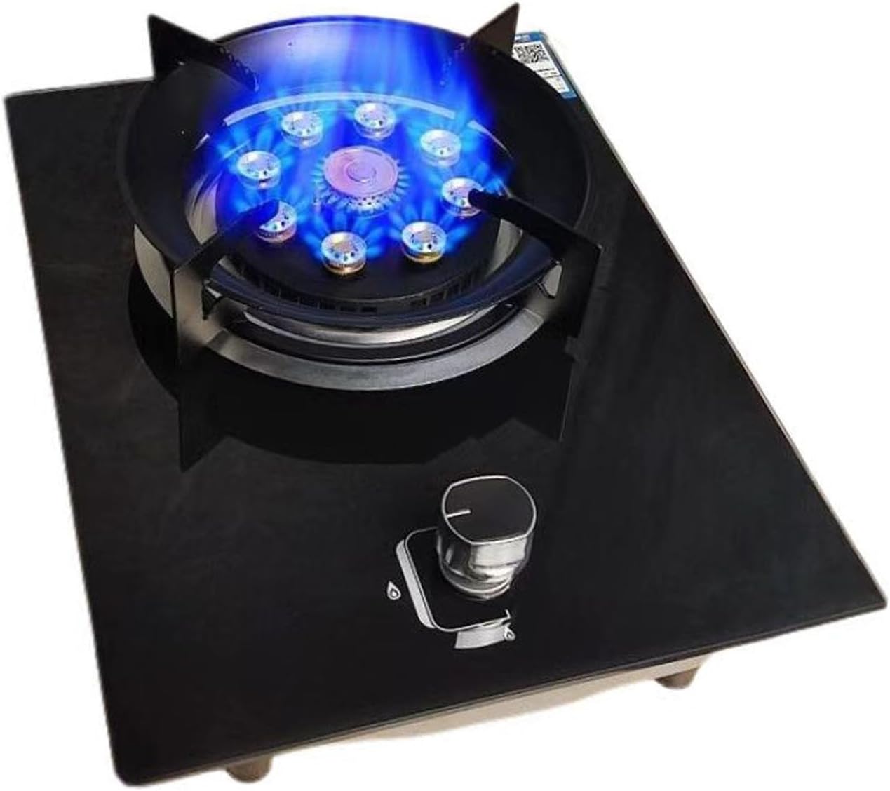 43cm Gas Stove,Built-in Gas Stove with 1 Burner,5.2KW 9 Cavity Frying Pan,Gas/LP Gas Conversio,with Flameout Protection,for Home Kitchen(NG)